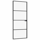 Interior Door Black 83x201.5 cm Tempered Glass&Aluminium 153659