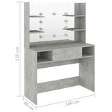 Makeup Table Concrete grey MDF with melamine surface Medium 331544