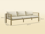 Garden Bench with Cushions, 3-Seater Sofa with Backrest, Armrest and Back Cushions, 185 x 66 x 64cm, T3398P555171