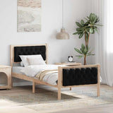 Bed Frame with Headboard Black 75 x 190 cm Solid Pine Wood 878441