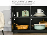 Sideboard with Rubberwood Top and Adjustable Shelves for Dining Room, Kitchen - Black T3398P378035