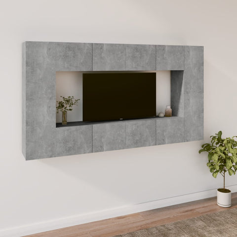 8 Piece TV Cabinet Set Concrete Grey Engineered Wood 3114289