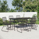 Garden Dining Set Black Powder-coated steel Large Durable 3156577