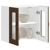 Kitchen Wall Cabinet with Glass Door Kalmar Brown Oak Engineered Wood 853674