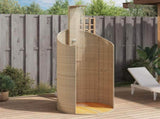 Outdoor Shower Beige 100x100x241,5 cm Poly Rattan and Acacia Wood 368214