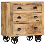 Side Cabinet with Wheel 70x40x75 cm Solid Mango Wood 285829