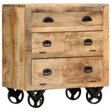 Side Cabinet with Wheel 70x40x75 cm Solid Mango Wood 285829