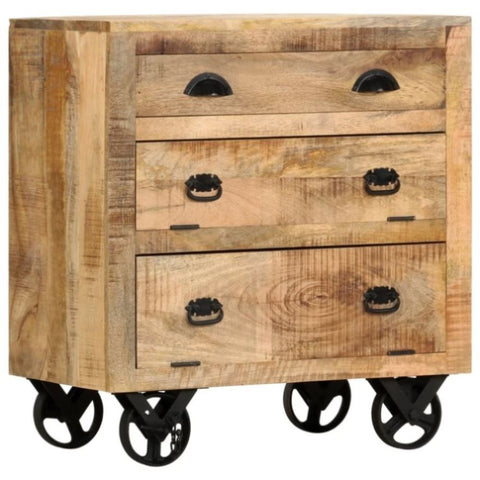 Side Cabinet with Wheel 70x40x75 cm Solid Mango Wood 285829