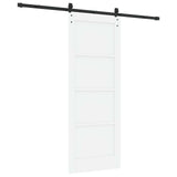 Sliding Door 78 x 202 cm Engineered Wood White and Black 3449978