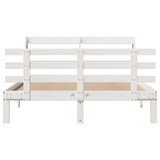Bed Frame White Solid pine wood Double Bed Frame Rectangular 3306852