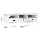 TV Cabinet Hill White 158x40x47 cm Solid Pine Wood 288928