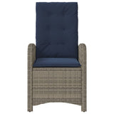 Reclining Garden Chair with Cushions Grey Poly Rattan 365167