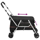 Folding Dog Stroller Black 100x49x96 cm Linen Fabric 172202