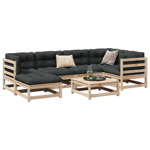 ZNTS 7 Piece Garden Sofa Set Solid Wood Pine 3299530