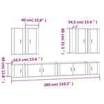 8 Piece TV Cabinet Set Smoked Oak Engineered Wood 3188707