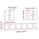 8 Piece TV Cabinet Set Smoked Oak Engineered Wood 3188707