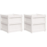Garden Planters 2 pcs White Solid Wood Pine 837417