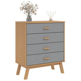 Drawer Cabinet OLDEN Grey and Brown Solid Wood Pine 358589