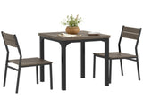Three-Piece Minimal and Compact Dining Set, Grey Wood Grain T3398P344223
