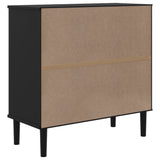 Sideboard SENJA Rattan Look Black 80x35x80 cm Solid Wood Pine 358033