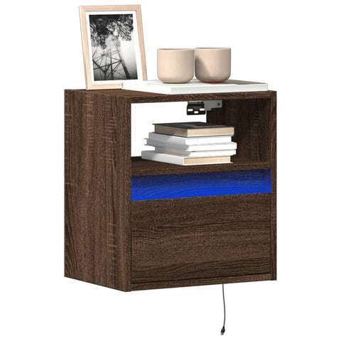 ZNTS TV Wall Cabinet with LED Lights Brown Oak 41x31x45 cm 852325