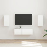 TV Wall Cabinet Set 4 pcs High Gloss White Engineered Wood 3408911