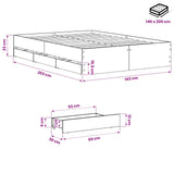 Bed Frame with Storage Artisan Oak 140 x 190 cm Engineered wood 3445766