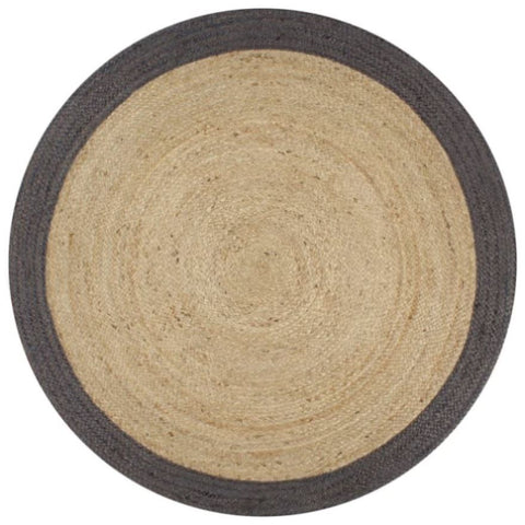 Handmade Rug Jute with Dark Grey Border 150 cm 133679
