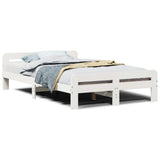 Bed Frame without Mattress White 135x190 cm Double Solid Wood Pine 855488