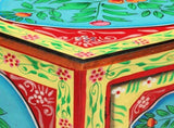 286158 Hand Painted Bedside Cabinet 40x30x50 cm Solid Mango Wood