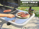 Foldable Gas BBQ Grill with Side Table, Portable Gas Barbecue Grill with Thermometer, Grease Box, T3398P551670