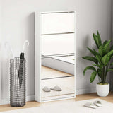 Shoe Cabinet 4-Layer Mirror White 63x17x134 cm 273936