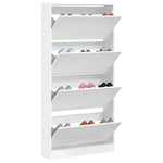 ZNTS Shoe Cabinet with 4 Flip-Drawers White 80x21x163.5 cm 3214364