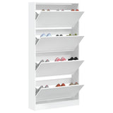 ZNTS Shoe Cabinet with 4 Flip-Drawers White 80x21x163.5 cm 3214364