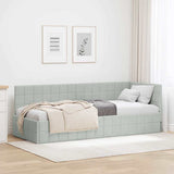 Corner Bed Frame Light Grey 80 cm x 200 cm Velvet 42016368