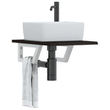 Basin Shelf Wall Mounted Steel and Solid Wood Oak 3302578