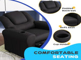 Kids Recliner Chair, PU Leather with Adjustable Backrest, Footrest, Padded Headrest, Black T3398P421963