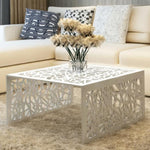 ZNTS Coffee Table Silver Geometric Openwork Design Aluminium 242328