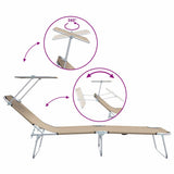 Sun Lounger Folding 2 pcs Taupe 58 x 188 x 77cm Polyester 42003063