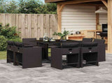Garden Dining Set Black Poly Rattan 8-Seater Foldable 3211195