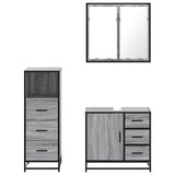 3 Piece Bathroom Furniture Set Grey Sonoma Engineered Wood 3301018