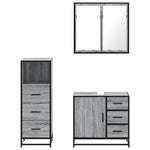 ZNTS 3 Piece Bathroom Furniture Set Grey Sonoma Engineered Wood 3301018