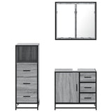 ZNTS 3 Piece Bathroom Furniture Set Grey Sonoma Engineered Wood 3301018