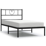 Metal Bed Frame without Mattress with Headboard Black 100x200cm 355458