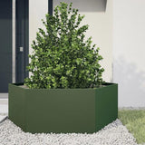 Garden Planter Olive Green Hexagon 138x120x45 cm Steel 851139