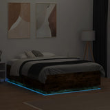Bed Frame with LED without Mattress Smoked Oak 120x190 cm Small Double 3209657