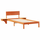 Bed Frame with Headboard Wax Brown 90 x 190 cm Solid Pine Wood 873471