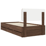 Bed Frame with Drawer Brown Oak 75 x 190 cm Engineered Wood 3412240