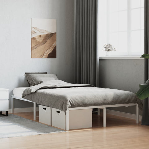 ZNTS Metal Bed Frame without Mattress White 120x190cm 373670