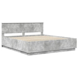 Bed Frame Concrete Grey 200 x 200 cm Engineered Wood 3408134